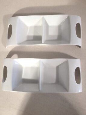 VINTAGE Verdici 2pcs Set of 3 section white ceramic divided serving trays bowl